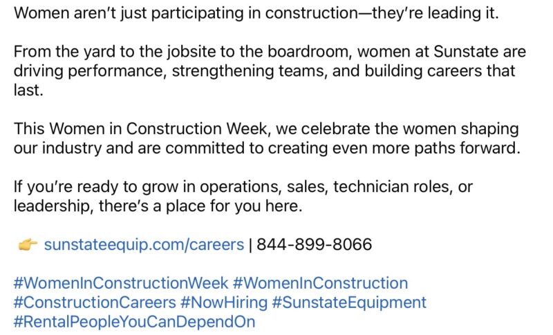 Women in Contruction Week social media